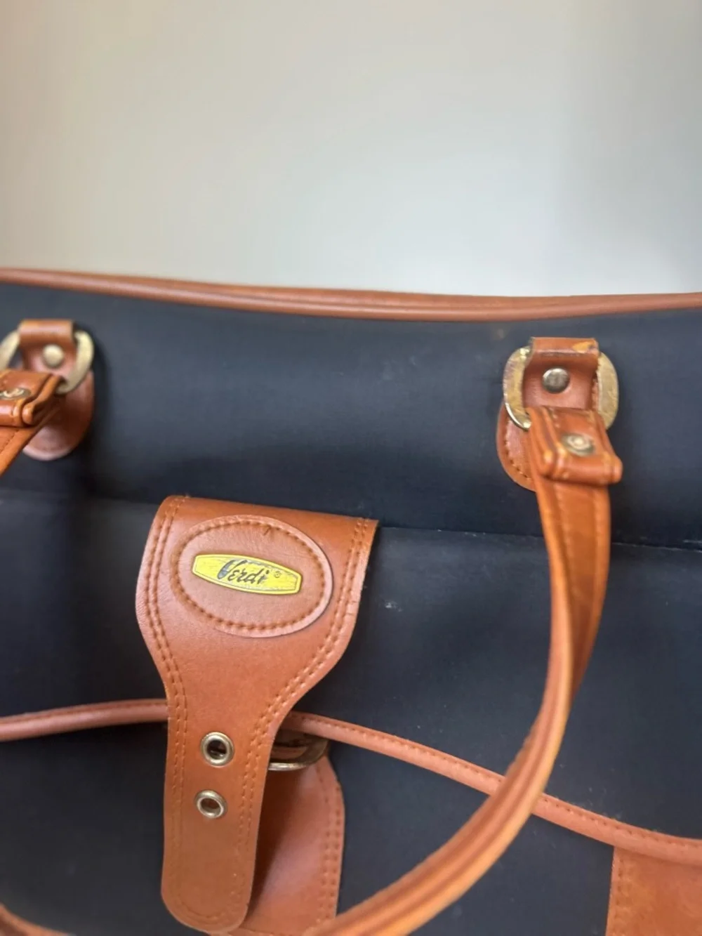 Vintage Black & Brown Travel Weekender Bag